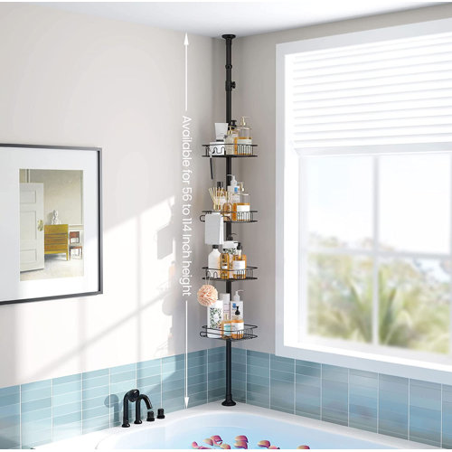 Rebrilliant Ixacc Tension Pole Stainless Steel Shower Caddy Wayfair
